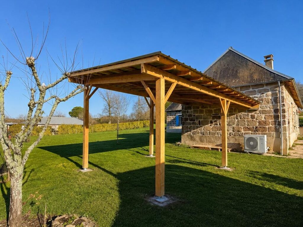 Ombrière solaire – carport en bois