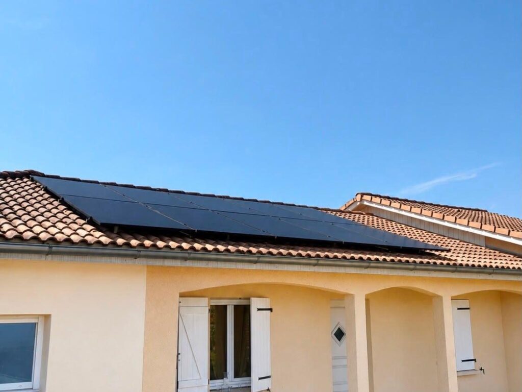 Installation photovoltaïque – maison aux tuiles rondes