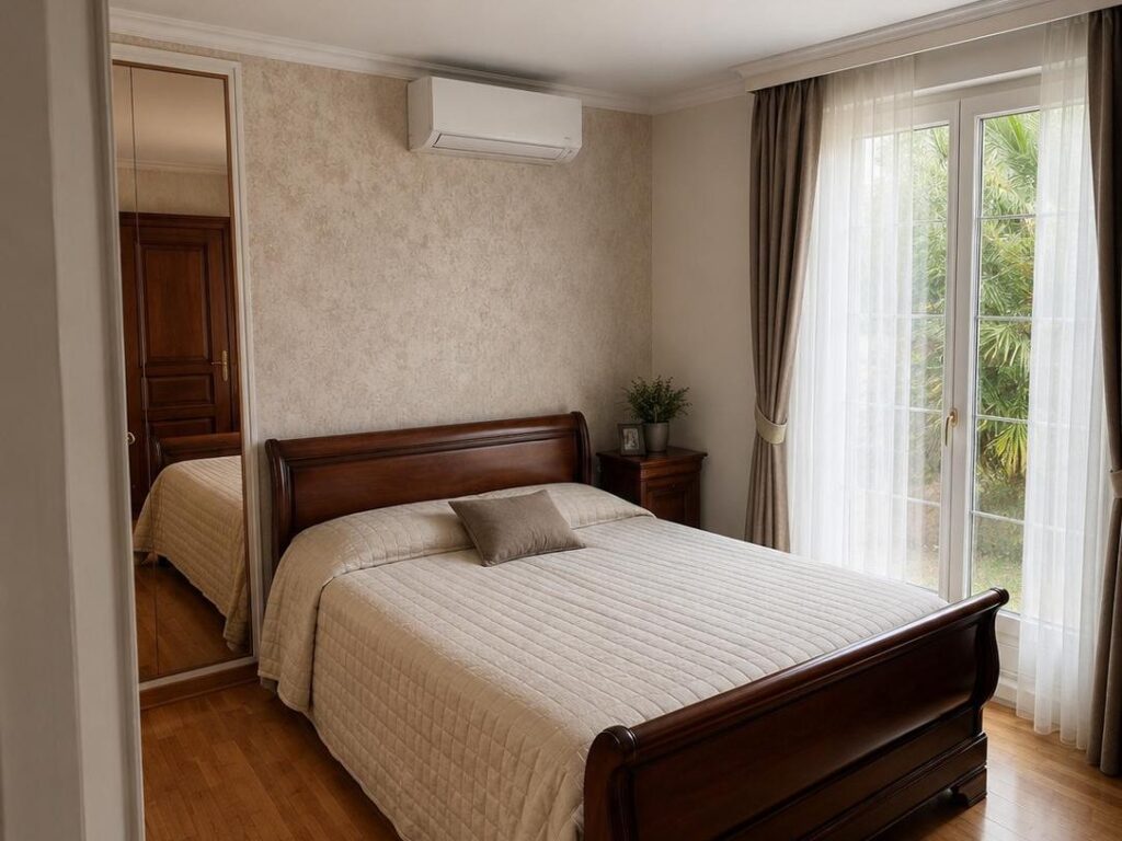 Climatisation murale dans une chambre